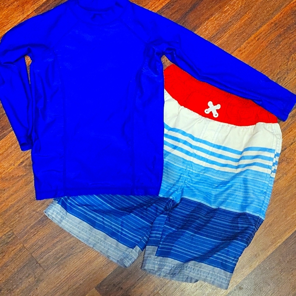 American boys Swim set 8/10 shorts and 6/8 long sleeve shirt